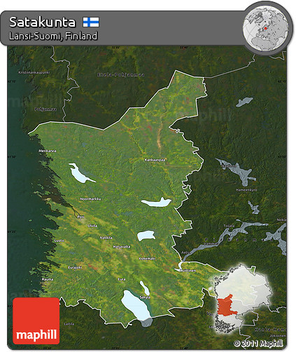 Satellite Map of Satakunta, darken