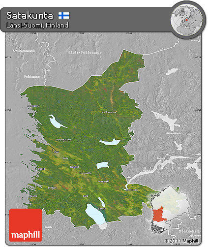 Satellite Map of Satakunta, lighten, desaturated