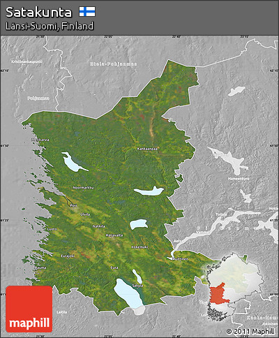 Satellite Map of Satakunta, lighten, desaturated