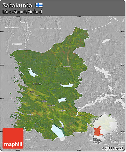 Satellite Map of Satakunta, lighten, desaturated