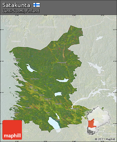 Satellite Map of Satakunta, lighten