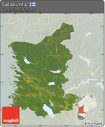 Satellite Map of Satakunta, lighten