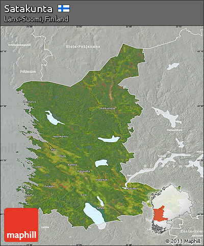 Satellite Map of Satakunta, lighten, semi-desaturated