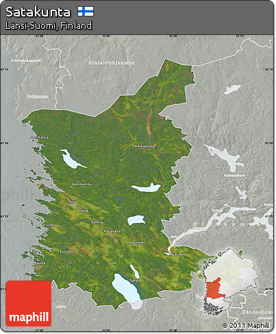Satellite Map of Satakunta, lighten, semi-desaturated