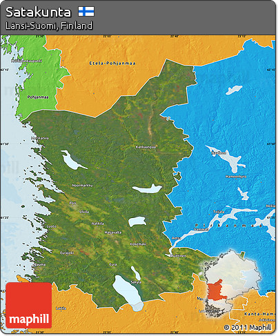 Satellite Map of Satakunta, political outside