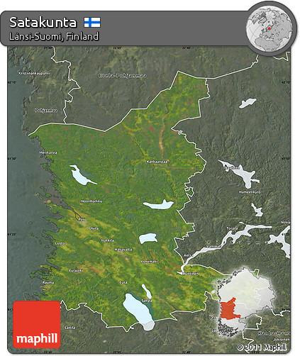 Satellite Map of Satakunta, semi-desaturated
