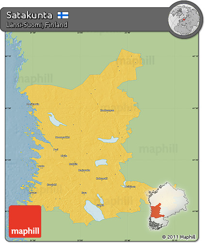 Savanna Style Map of Satakunta, single color outside