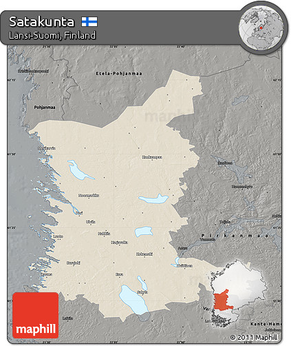 Shaded Relief Map of Satakunta, darken, semi-desaturated