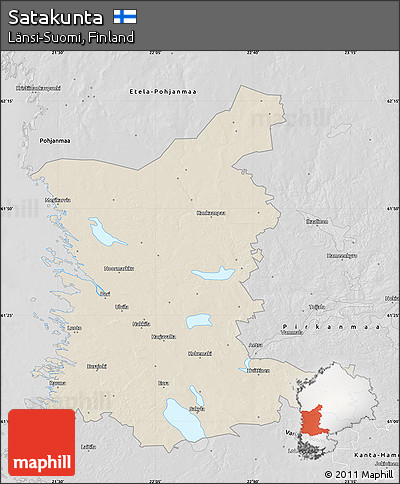 Shaded Relief Map of Satakunta, desaturated