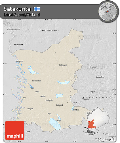 Shaded Relief Map of Satakunta, desaturated
