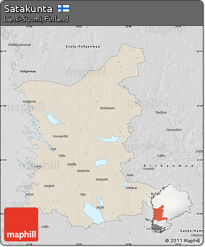 Shaded Relief Map of Satakunta, desaturated
