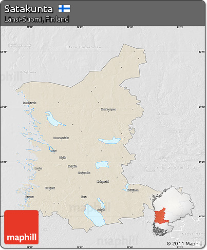 Shaded Relief Map of Satakunta, lighten, desaturated