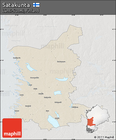 Shaded Relief Map of Satakunta, lighten, semi-desaturated