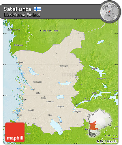 Shaded Relief Map of Satakunta, physical outside