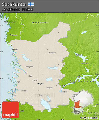 Shaded Relief Map of Satakunta, physical outside