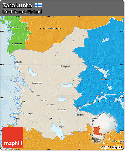 Shaded Relief Map of Satakunta, political outside