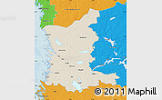 Shaded Relief Map of Satakunta, political outside