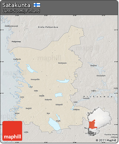 Shaded Relief Map of Satakunta, semi-desaturated