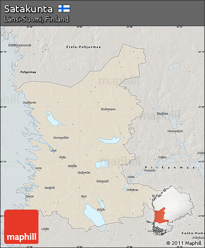 Shaded Relief Map of Satakunta, semi-desaturated