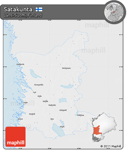 Silver Style Map of Satakunta, single color outside