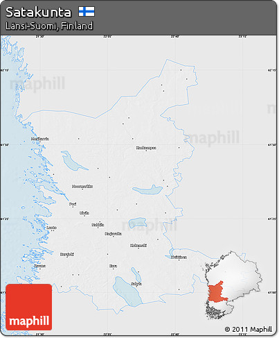 Silver Style Map of Satakunta, single color outside