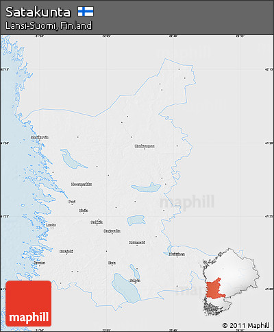 Silver Style Map of Satakunta, single color outside