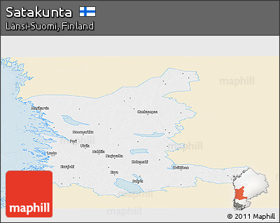 Classic Style Panoramic Map of Satakunta, single color outside