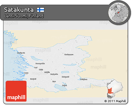 Classic Style Panoramic Map of Satakunta, single color outside