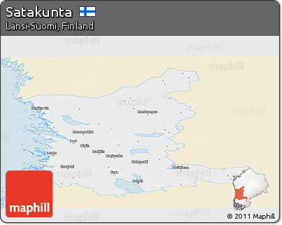 Classic Style Panoramic Map of Satakunta, single color outside