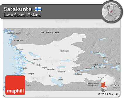 Gray Panoramic Map of Satakunta