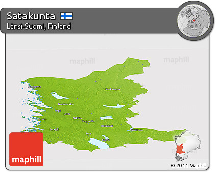 Physical Panoramic Map of Satakunta, cropped outside