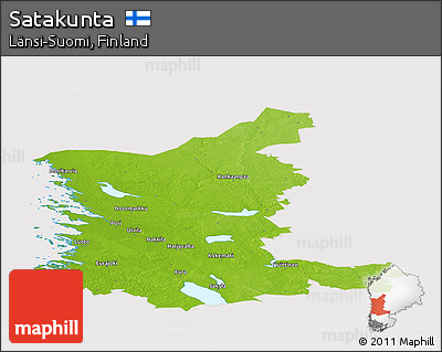 Physical Panoramic Map of Satakunta, cropped outside