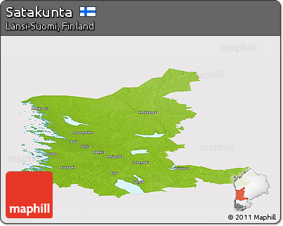 Physical Panoramic Map of Satakunta, cropped outside