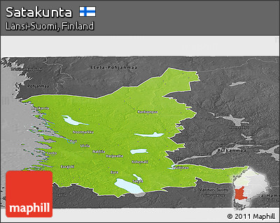 Physical Panoramic Map of Satakunta, darken, desaturated