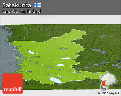 Physical Panoramic Map of Satakunta, darken