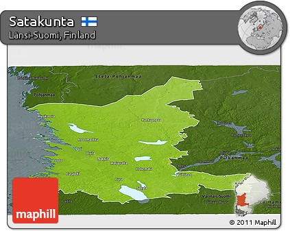 Physical Panoramic Map of Satakunta, darken