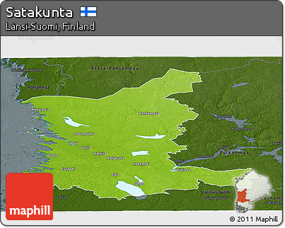 Physical Panoramic Map of Satakunta, darken