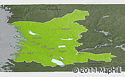 Physical Panoramic Map of Satakunta, darken, semi-desaturated