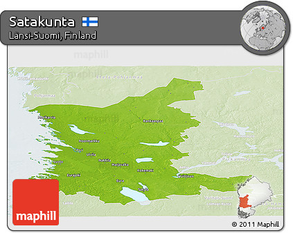Physical Panoramic Map of Satakunta, lighten