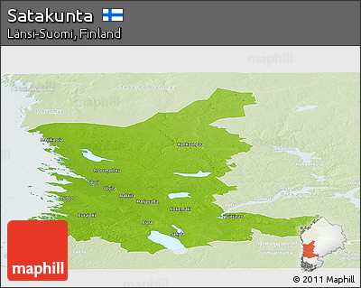 Physical Panoramic Map of Satakunta, lighten