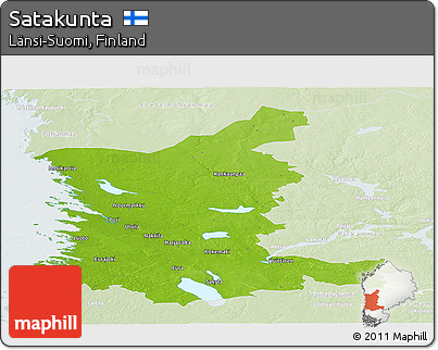 Physical Panoramic Map of Satakunta, lighten