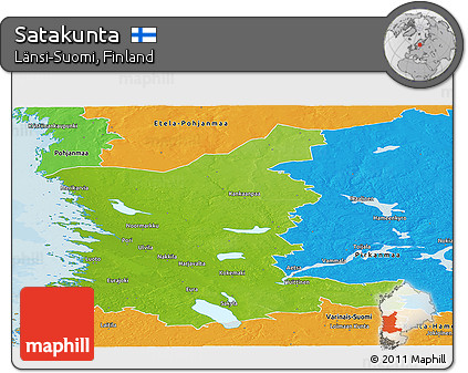 Physical Panoramic Map of Satakunta, political outside