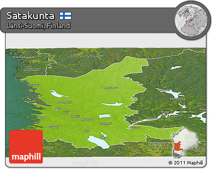 Physical Panoramic Map of Satakunta, satellite outside