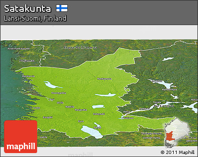 Physical Panoramic Map of Satakunta, satellite outside
