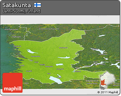 Physical Panoramic Map of Satakunta, satellite outside