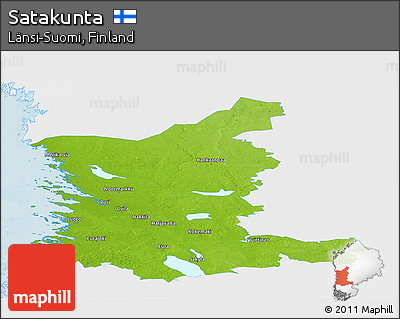 Physical Panoramic Map of Satakunta, single color outside