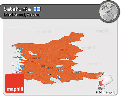 Political Panoramic Map of Satakunta, cropped outside