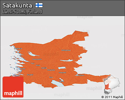 Political Panoramic Map of Satakunta, cropped outside