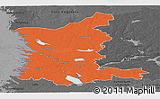Political Panoramic Map of Satakunta, darken, desaturated