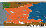 Political Panoramic Map of Satakunta, darken